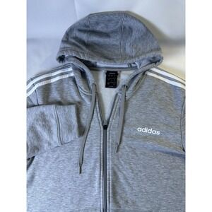 Adidas Mens Size Large Gray Full Zip Up Hoodie Sweatshirt Jacket Sweater Pockets